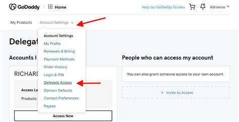 Your account access page .